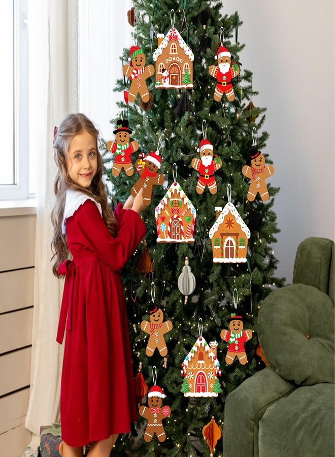 peony man 40 Pack Christmas Ornament Crafts for Kids DIY Christmas Gingerbread Man Cutouts with Stickers Make Your Own Gingerbread House Crafts Xmas Tree Ornaments Kit for Holiday Party Classroom Home Decor - Image 5
